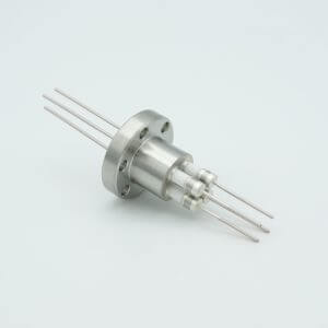 Power Feedthrough, 5000 Volts, 1 Amp, 4 Pins, 0.050" Stainless Steel Conductors, 1.33" Conflat Flange