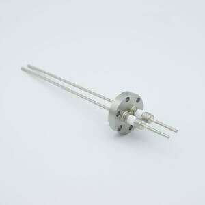 Power Feedthrough, 5000 Volts, 15 Amps, 2 Pins, 0.094" Nickel Conductors, 1.33" Conflat Flange