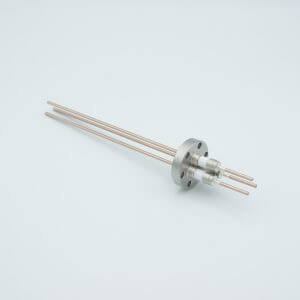Power Feedthrough, 5000 Volts, 50 Amps, 3 Pins, 0.094" Copper Conductors, 1.33" Conflat Flange