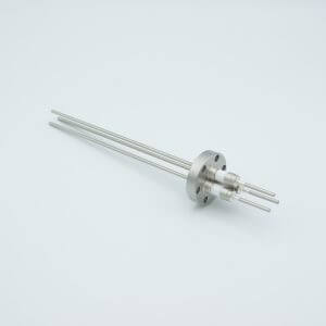 Power Feedthrough, 5000 Volts, 15 Amps, 3 Pins, 0.094" Nickel Conductors, 1.33" Conflat Flange