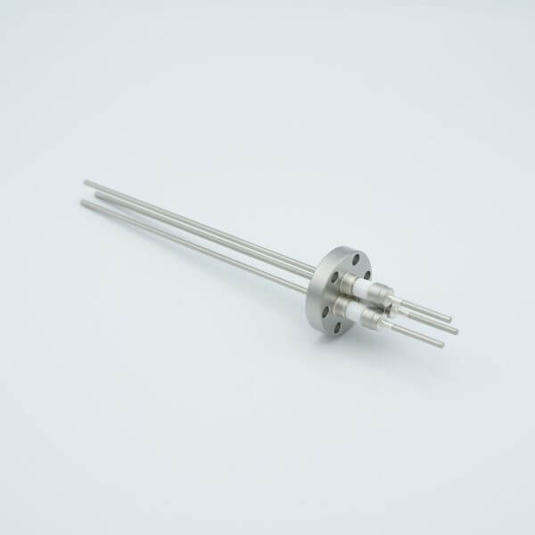 Power Feedthrough, 5000 Volts, 15 Amps, 3 Pins, 0.094" Nickel Conductors, 1.33" Conflat Flange