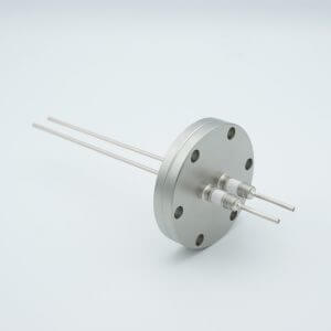 Power Feedthrough, 5000 Volts, 15 Amps, 2 Pins, 0.094" Nickel Conductors, 2.75" Conflat Flange