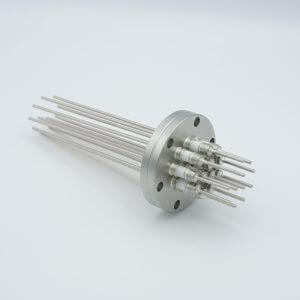Power Feedthrough, 5000 Volts, 15 Amps, 12 Pins, 0.094" Nickel Conductors, 2.75" Conflat Flange