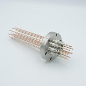 Power Feedthrough, 5000 Volts, 50 Amps, 12 Pins, 0.094" Copper Conductors, 2.75" Conflat Flange