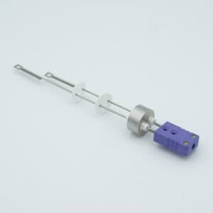 Thermocouple Feedthrough, Type E, 1 Pair, Miniature Connector, 0.75" Dia Stainless Steel Weld Adapter