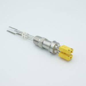 Thermocouple Feedthrough, Type K, 2 Pairs, Miniature Connectors, 0.5" NPT Fitting