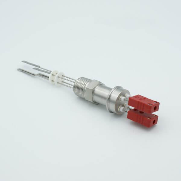 Thermocouple Feedthrough, Type C, 2 Pairs, Miniature Connectors, 0.5" NPT Fitting
