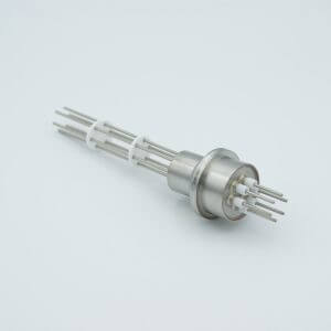 Power Feedthrough, 2000 Volts, 10 Amps, 6 Pins, 0.056" Alumel Conductors, 0.747" Dia Stainless Steel Weld Adapter