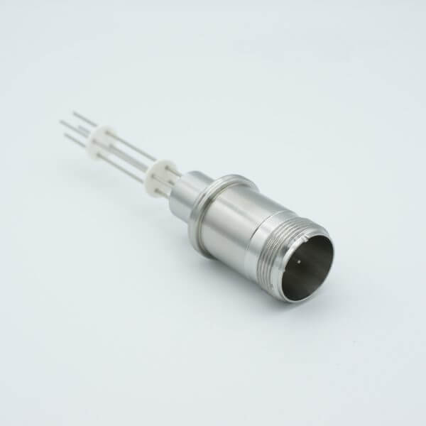 MS Series, Multipin Feedthrough, 4 Pins, 700 Volts, 10 Amps per Pin, 0.056" Dia Conductors, w/ Air-side Connector, 0.75" Dia Stainless Steel Weld Adapter