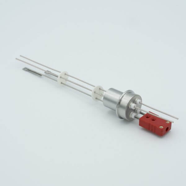 Thermocouple-Power Feedthrough, 1 Pair Type C, w/ Miniature TC Connector, 1000 Volts, 5 Amps, 2 Pins, 0.75" Dia Stainless Steel Weld Adapter