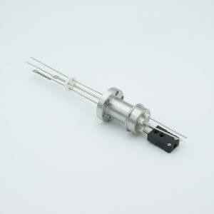 Thermocouple-Power Feedthrough, 1 Pair Type J, w/ Miniature TC Connector, 1000 Volts, 5 Amps, 2 Pins, 1.33" Conflat Flange