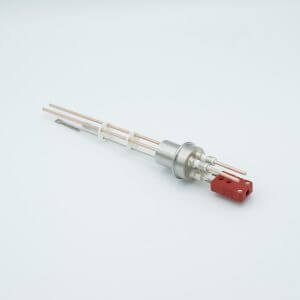 Thermocouple-Power Feedthrough, 1 Pair Type C, w/ Miniature TC Connector, 5000 Volts, 30 Amps, 2 Pins, 0.75" Dia Stainless Steel Weld Adapter