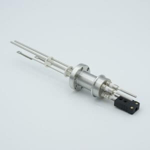 Thermocouple-Power Feedthrough, 1 Pair Type J, w/ Miniature TC Connector, 5000 Volts, 15 Amps, 2 Pins, 1.33" Conflat Flange