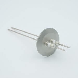 Power Feedthrough, 5000 Volts, 15 Amps, 2 Pins, 0.094" Nickel Conductors, 2.16" QF / KF Flange