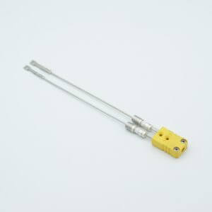 Thermocouple Feedthrough, Type K, Single-leg Pair with Miniature Connector, 0.25" Dia Weld Adapter