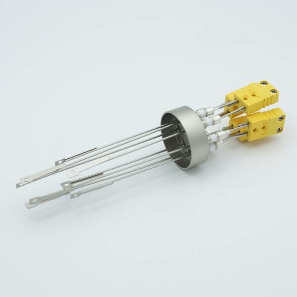 Thermocouple Feedthrough, Type K, 4 Pairs, Miniature Connectors, 1.50" Dia Stainless Steel Weld Adapter