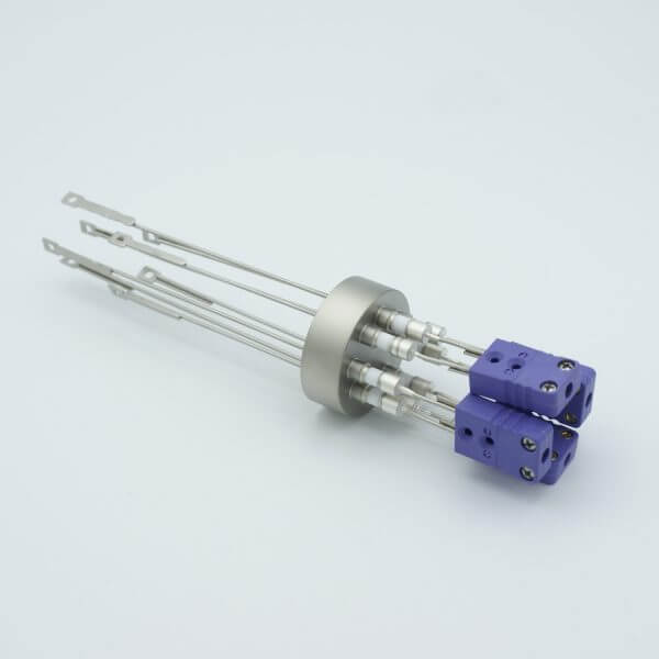 Thermocouple Feedthrough, Type E, 4 Pairs, Miniature Connectors, 1.50" Dia Stainless Steel Weld Adapter