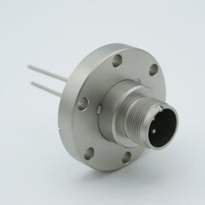 MS High Current Series, Multipin Feedthrough, 2 Pins, 700 Volts, 15 Amps per Pin, 0.094" Nickel Conductors, 2.75" Conflat Flange