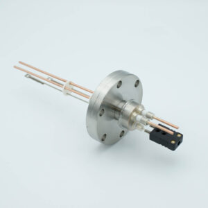 Thermocouple-Power Feedthrough, 1 Pair Type J, w/ Miniature TC Connector, 5000 Volts, 30 Amps, 2 Pins, 2.75" Conflat Flange