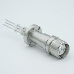 MS High Voltage Series, Multipin Feedthrough, 4 Pins, 12,000 Volts, 7.5 Amps per Pin, 0.05" Moly Conductors, 1.33" Conflat Flange