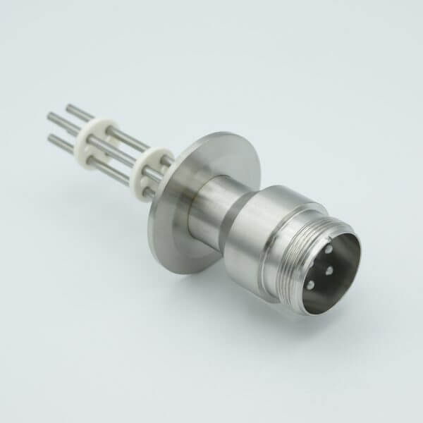MS High Current Series, Multipin Feedthrough, 4 Pins, 700 Volts, 25 Amps per Pin, 0.142" Nickel Conductors, 2.16" QF / KF Flange