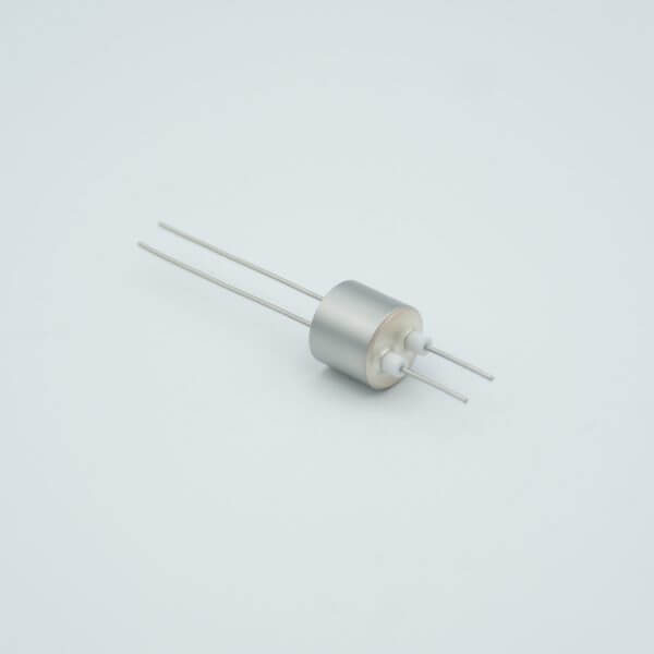 Power Feedthrough, 500 Volts, 1 Amp, 2 Pins, 0.032" Stainless Steel Conductors, 0.497" Dia Stainless Steel Weld Adapter