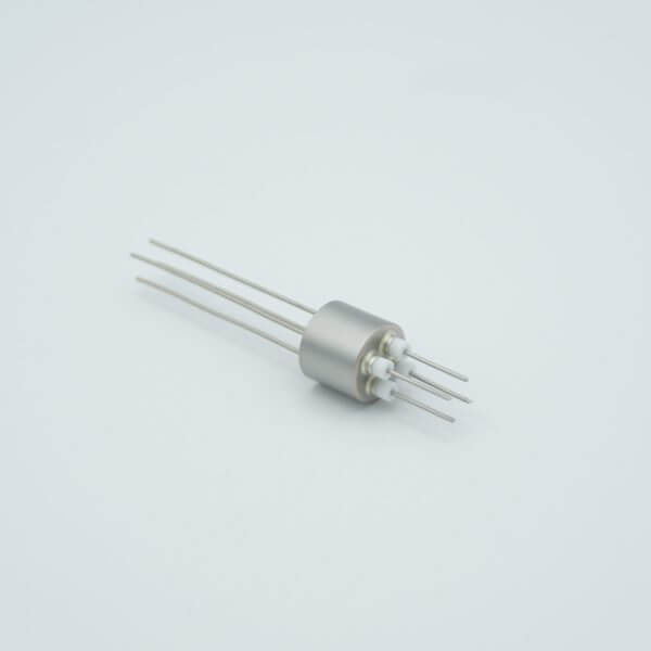 Power Feedthrough, 500 Volts, 1 Amp, 4 Pins, 0.032" Stainless Steel Conductors, 0.497" Dia Stainless Steel Weld Adapter
