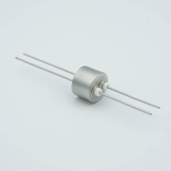 Power Feedthrough, 1000 Volts, 1 Amp, 2 Pins, 0.050" Stainless Steel Conductors, 0.747" Dia Stainless Steel Weld Adapter