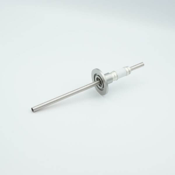 Power Feedthrough, Watercooled, 12000 Volts, 1 Tube, 0.25" Stainless Steel Conductor, 1.57" QF / KF Flange