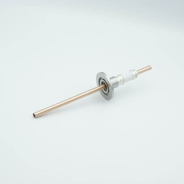 Power Feedthrough, Watercooled, 12000 Volts, 1 Tube, 0.25" Copper Conductor, 1.57" QF / KF Flange