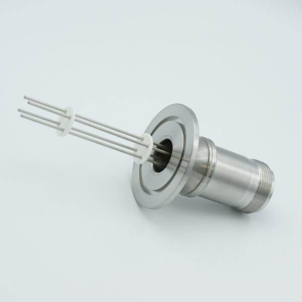 MPF - A0194-2-QF MS Series, Thermocouple Feedthrough, Type J, 2 Pairs, w/ Air-side Connector, 2.16" QF / KF Flange