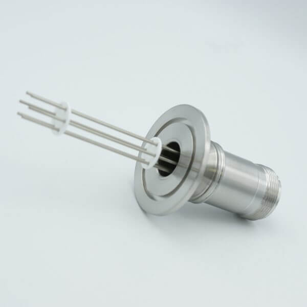 MPF - A0194-6-QF MS Series, Thermocouple Feedthrough, Type J, 3 Pairs, w/ Air-side Connector, 2.16" QF / KF Flange