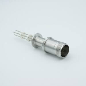 MS Series, Multipin Feedthrough, 4 Pins, 700 Volts, 10 Amps per Pin, 0.056" Dia Conductors, w/ Air-side Connector, 1.18" QF / KF Flange