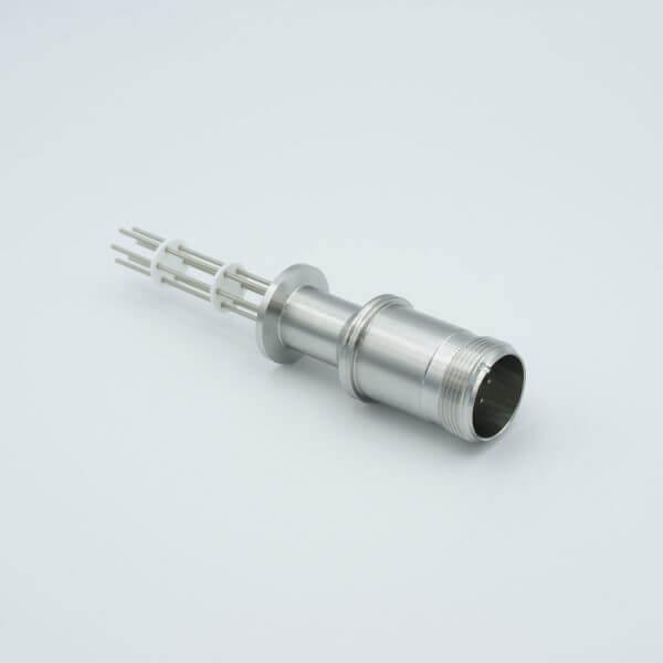 MS Series, Multipin Feedthrough, 6 Pins, 700 Volts, 10 Amps per Pin, 0.056" Dia Conductors, w/ Air-side Connector, 1.18" QF / KF Flange
