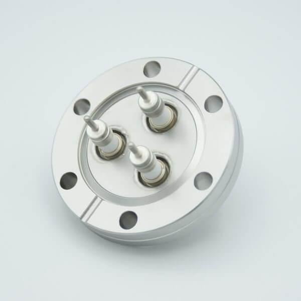 MPF - A0338-1-CF SHV-5 Coaxial Feedthrough, 3 Pins, Grounded Shield, Exposed Insulator, 2.75" Conflat Flange