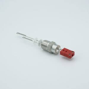 Thermocouple Feedthrough, Type C, 1 Pair, Miniature Connector, 0.5" NPT Fitting