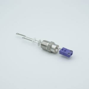 Thermocouple Feedthrough, Type E, 1 Pair, Miniature Connector, 0.5" NPT Fitting
