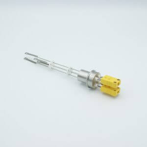 Thermocouple Feedthrough, Type K, 2 Pairs, Miniature Connectors, 0.75" Dia Stainless Steel Weld Adapter