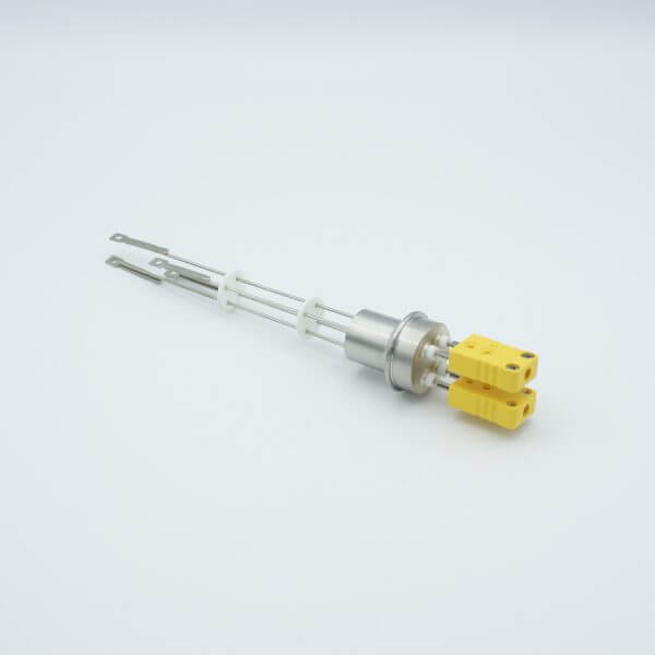Thermocouple Feedthrough, Type K, 2 Pairs, Miniature Connectors, 0.75" Dia Stainless Steel Weld Adapter