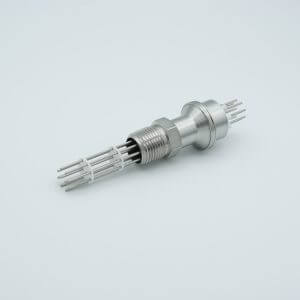 Power Feedthrough, 2000 Volts, 10 Amps, 10 Pins, 0.056" Alumel Conductors, 0.5" NPT Fitting