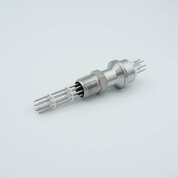 Power Feedthrough, 2000 Volts, 10 Amps, 10 Pins, 0.056" Alumel Conductors, 0.5" NPT Fitting
