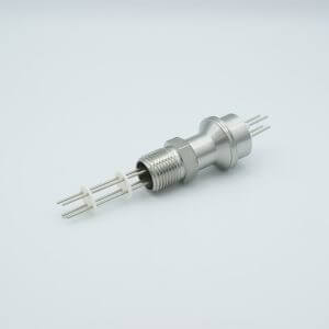 Power Feedthrough, 2000 Volts, 10 Amps, 4 Pins, 0.056" Alumel Conductors, 0.5" NPT Fitting