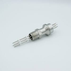 Power Feedthrough, 2000 Volts, 10 Amps, 6 Pins, 0.056" Alumel Conductors, 0.5" NPT Fitting