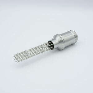 MS Series, Multipin Feedthrough, 10 Pins, 700 Volts, 10 Amps per Pin, 0.056" Dia Conductors, w/ Air-side Connector, 0.75" Dia Stainless Steel Weld Adapter