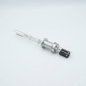 Thermocouple-Power Feedthrough, 1 Pair Type J, w/ Miniature TC Connector, 1000 Volts, 5 Amps, 2 Pins, 1.18" QF / KF Flange