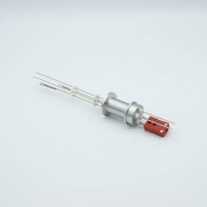 Thermocouple-Power Feedthrough, 1 Pair Type C, w/ Miniature TC Connector, 1000 Volts, 15 Amps, 2 Pins, 1.18" QF / KF Flange