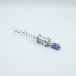 Thermocouple-Power Feedthrough, 1 Pair Type E, w/ Miniature TC Connector, 1000 Volts, 5 Amps, 2 Pins, 1.18" QF / KF Flange