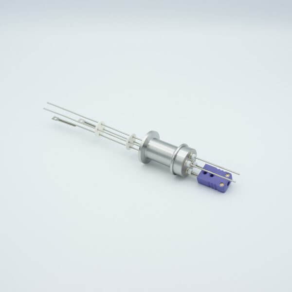 Thermocouple-Power Feedthrough, 1 Pair Type E, w/ Miniature TC Connector, 1000 Volts, 5 Amps, 2 Pins, 1.18" QF / KF Flange