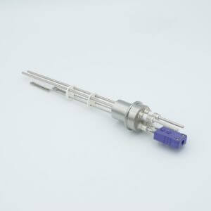 Thermocouple-Power Feedthrough, 1 Pair Type E, w/ Miniature TC Connector, 5000 Volts, 15 Amps, 2 Pins, 0.75" Dia Stainless Steel Weld Adapter