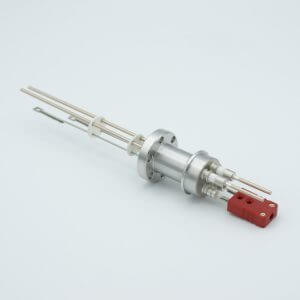 Thermocouple-Power Feedthrough, 1 Pair Type C, w/ Miniature TC Connector, 5000 Volts, 30 Amps, 2 Pins, 1.33" Conflat Flange